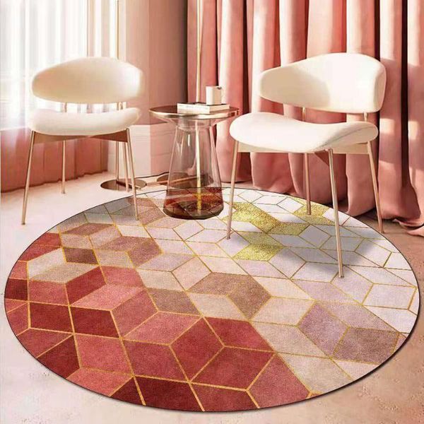 

carpets nordic style round carpet on the floor luxury gold pink geometric gradient diamond lattice for living room bedroom non-slip mat