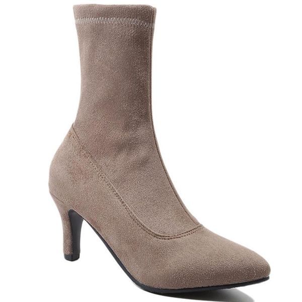 

boots short will code woman coarse elastic force high with hair sharp, Black