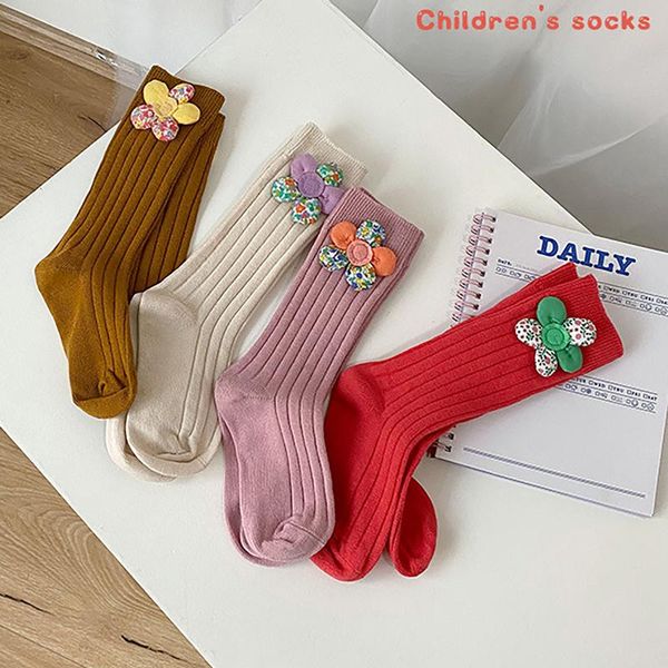 

socks imcute baby girl crew soft warm rib knit ankle with cute flower for infants and toddlers, Pink;yellow