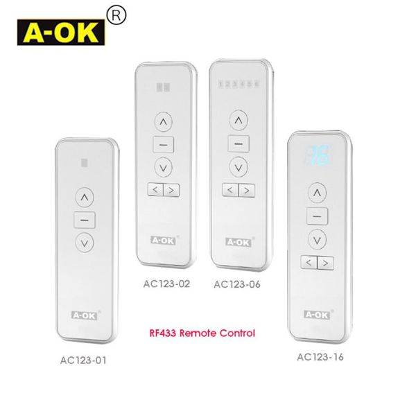 

smart home control original a-ok rf433 remote controller ac123-01 ac123-02 ac123-06 ac123-16 for curtain motor,rf433 wireless