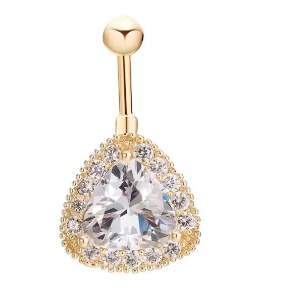 Big Clear CZ Crystal Diamond 18K Amarelo Bell Bell Bell Botão Botão Botão Ring Body Piecing Para Mulheres Sexy