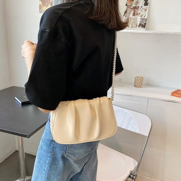 

evening bags pearl chain handbags for women 2021 designer luxury black harajuku korean style one shoulder crossbody bag female messenger