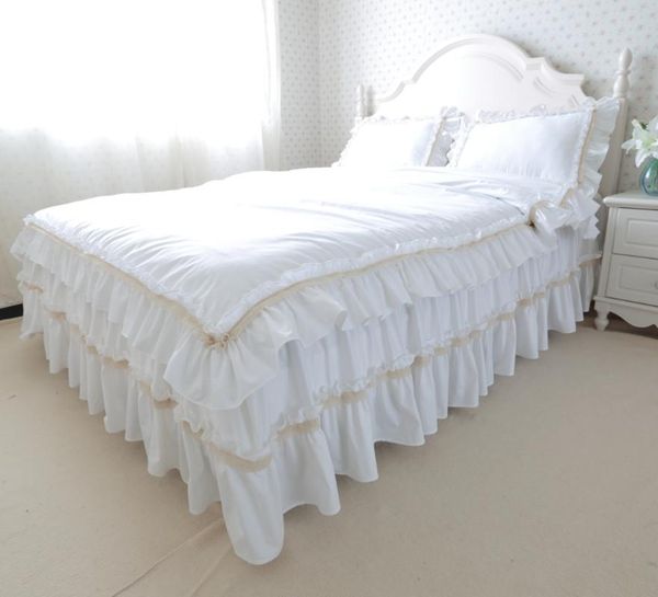 

bedding sets cotton korean wedding set cake beige lace ruffled princess splice home textile duvet bedspread pillowcase hm-12w