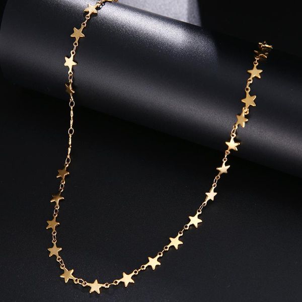 

chains cacana stainless steel chain necklace for man women gold silver color pendant pentagram donot fade jewelry n1926
