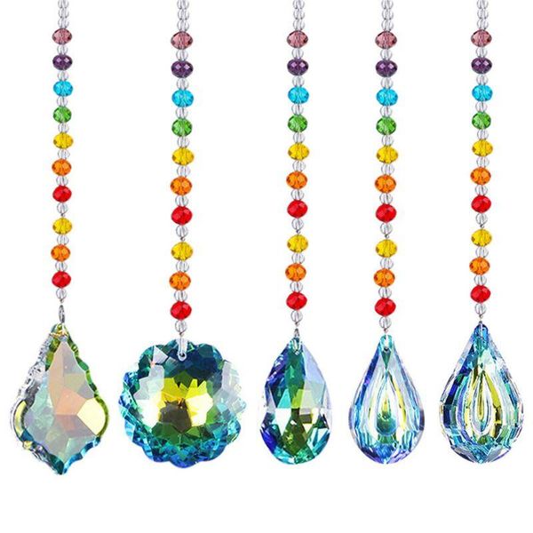 

decorative objects & figurines diy handmade colorful crystals glass pendants hanging ornament with metal frame for home office garden decora