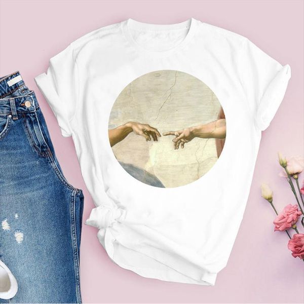

graphic aesthetic hand printing cute womens t shirts summer autumn 90s print lady tees clothing female shirt, White