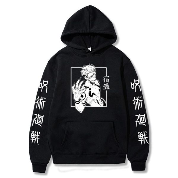 

men's hoodies & sweatshirts summer anime spell back to war jjujutsu kaisen harajuku hoodie gojou print patchwork thin clothing, Black