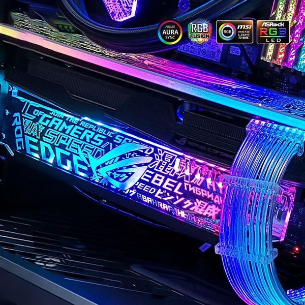 

rgb gpu bracket customizable graphics card vga holder 12v rgb 4pin / 5v argb 3pin mobo aura sync customizable