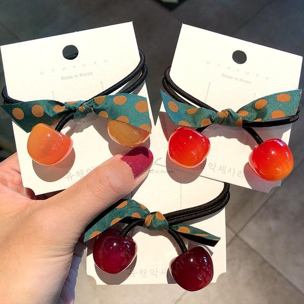 

hair accessories cute cherry bow elastic bands for women girls ponytail holder headband sweet rubber band scrunchie fashion