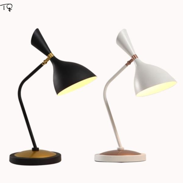 

table lamps nordic post-modern designer led lamp metal white black eye protect minimalist desk light bedroom bedside study studio cafe