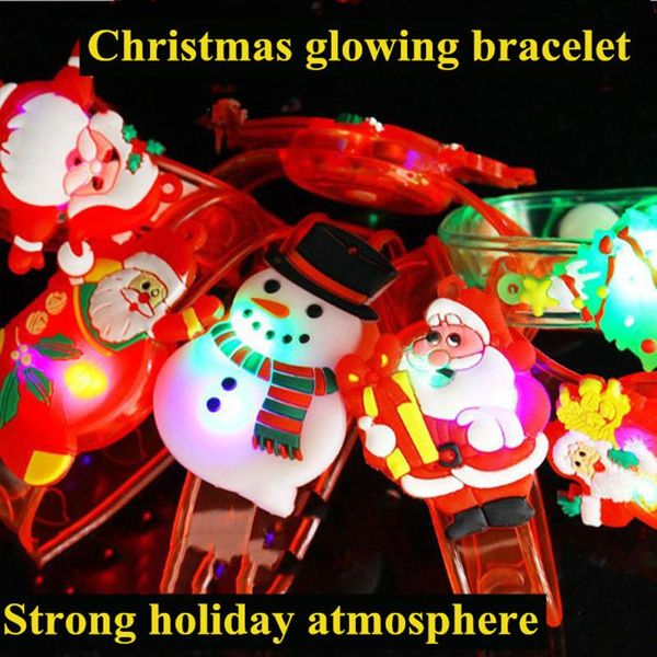 

3pcs novelty creative cartoon luminous bracelets santa claus flash wrist band glow christmas children's day birthday gifts
