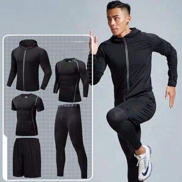 

men's tracksuits tracksuit compression sports wear for men gym fitness clothing running jogging suits exercise workout tights, Gray