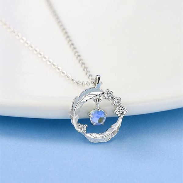

chains 2021 fashion necklace moon shape silvery collares para mujer feather copper metal necklaces for women birthday gifts, Silver