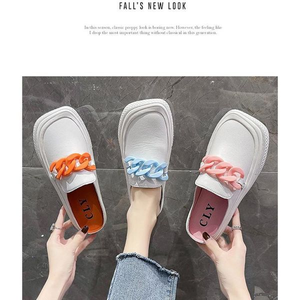 

slippers women's 2021 summer fashion baotou metal button casual flat, Black