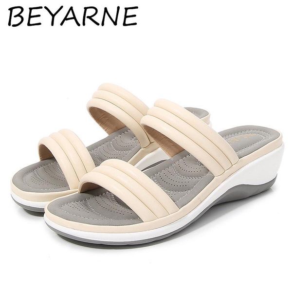 

beyarne women sandal fashion summer beach shoes 2021 summer sandalias wedge pu flat soft and breathable sandals for ladies sanda, Black