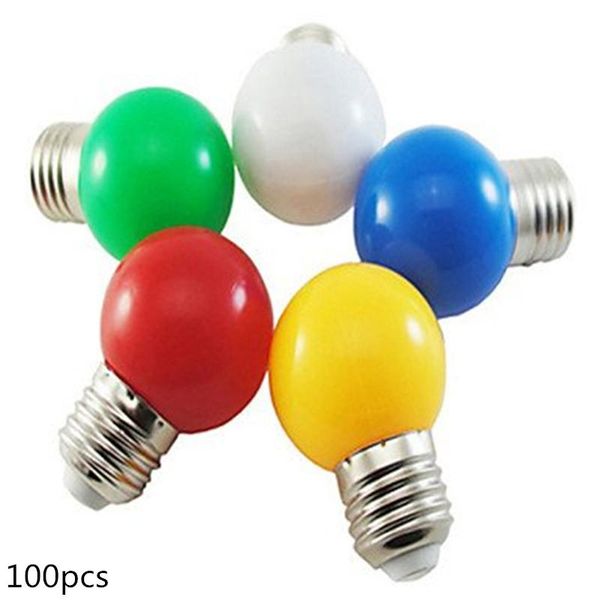 

bulbs 100pcs/lot led globe light 1w e27 g45 for christmas tree ornament halloween blowup lantern colorful white green red