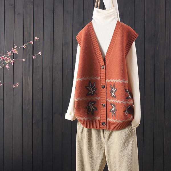 

2021 new spring sweaters autumn and versatile low-cut cut cut-down to sleeveless button-down vest casual women's sweater slcv, White;black