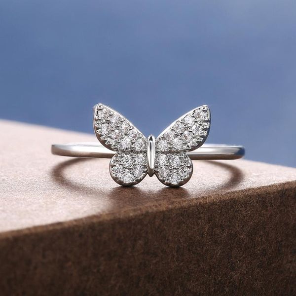 

wedding rings butterfly women engagement cubic zircon cz delicate proposal ring for lover jewelry, Slivery;golden
