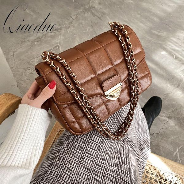 

cross body qiaoduo 2021 fashion trending pu leather women's designer handbag and purses chain lattice square shoulder crossbody bag