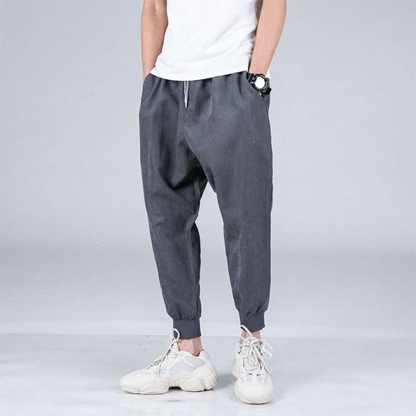 

men's legged harlem fashion brand casual necked small leg sports pants, Black