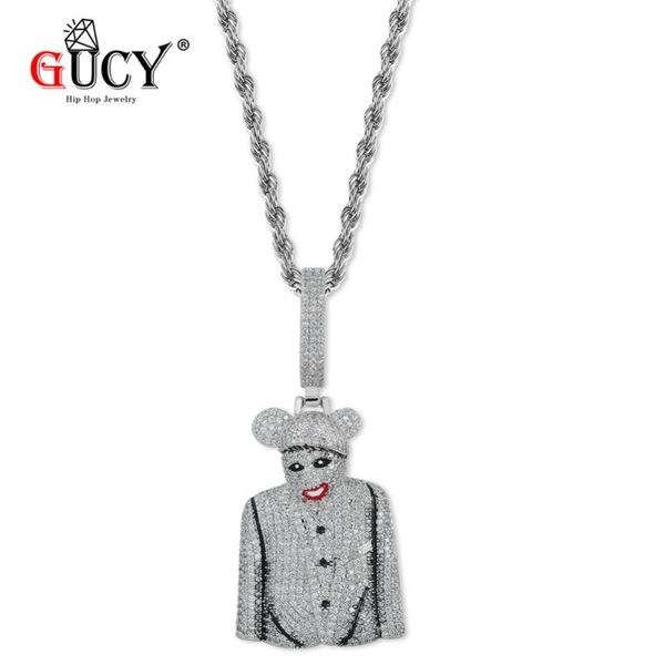 

pendant necklaces gucy designed micky necklace hip hop gold silver color micro paved bling cubic zirconia charm chain jewelry