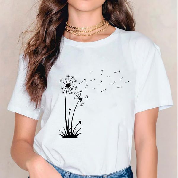 

women tee female dandelion kawaii plant short sleeve casual fashion print lady t-shirts womens graphic t shirt t-shirt, White