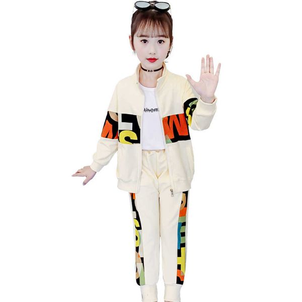 

teen girls clothing sweatshirt + pants for letter clothes girl spring autumn children's suits 210528, White