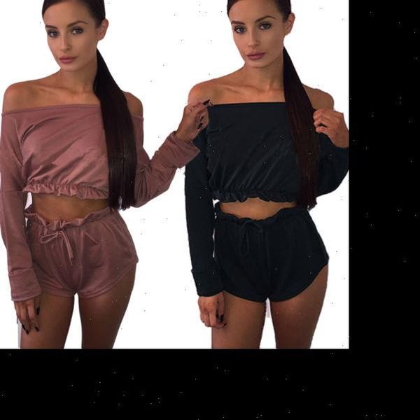 

2021 new women ladies clubwear off shoulder crop shorts suits bodycon clothing sets, Gray