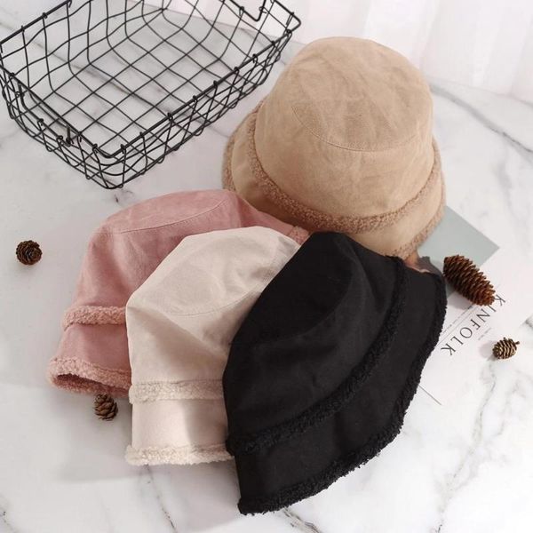 

Net Red plus cashmere lamb hair fisherman hat Japanese wild Korean version of the tide warm basin hat autumn and winter wome, Blue;gray