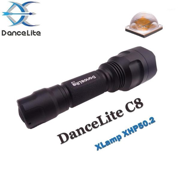 

flashlights torches 2600lm dancelite c8 upgrade 3.0v xhp50.2 high power led 18650 torch hunting lantern (op/smo)1