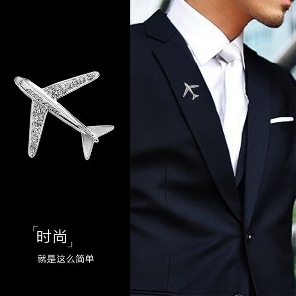 

luxury designers new fashion men's aircraft collar pin versatile high-end brooch personalized suit jacket accessories xmas gifts, Gray