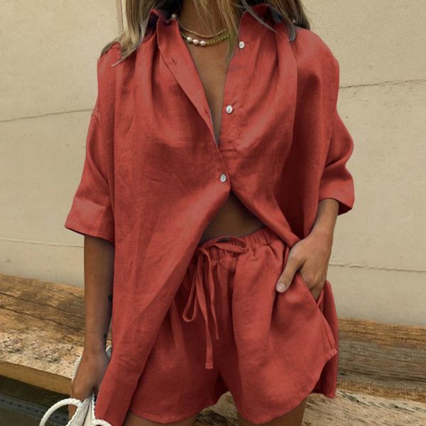 

women's tracksuits two piece set women yiciya summer tracksuit 2021 lounge wear shorts short sleeve shirt and loose mini suit, Gray