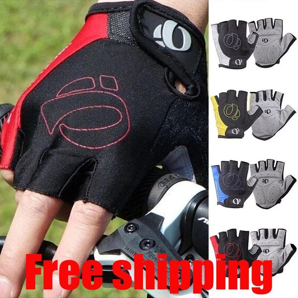 

cycling gloves 1pair half finger gel bicycle riding anti slip breathable short sports mtb road bike glove men women, Black