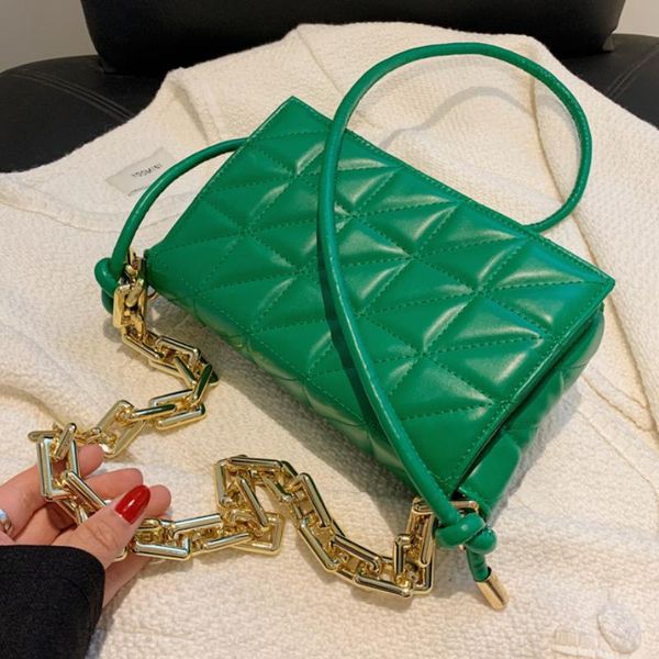 

evening bags lattice square crossbody bag 2021 fashion high-quality pu leather women designer handbag thick chain shoulder messenger