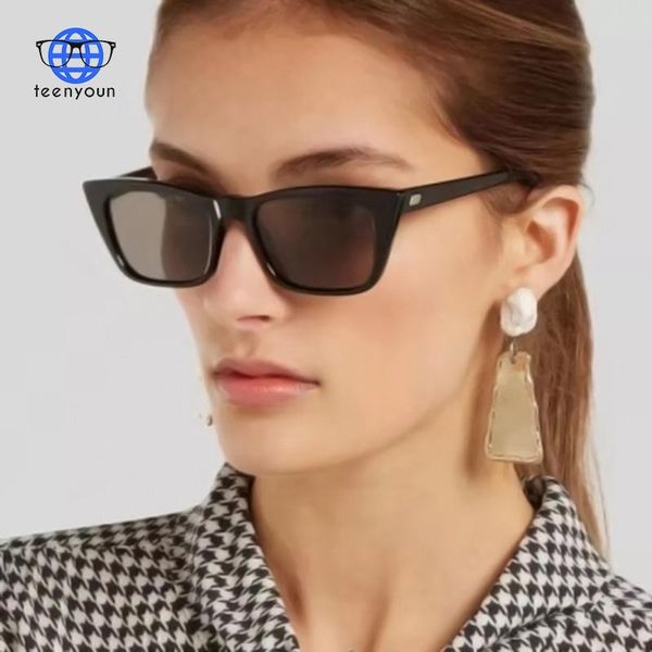 

sunglasses teenyoun 2021 women rectangle cat eye brand designer sun glasses female lady eyeglass, White;black