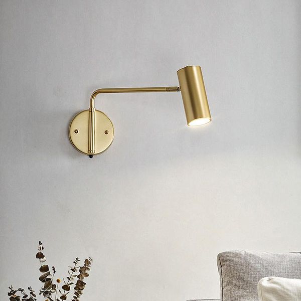 

wall lamp led lamps with switch adjustable angle creative retro sconce reading bedside bedroom indoor light fixture black gold