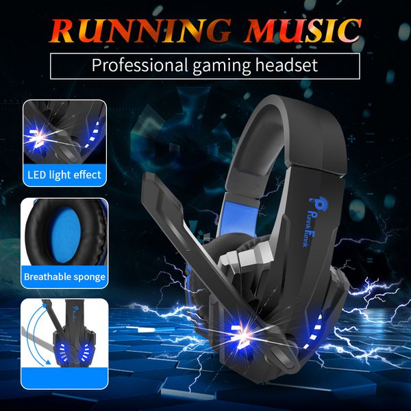 

professional gaming headphone led light bass stereo noise reduction mic gamer headset for ps4 ps5 xbox lappc wired headset