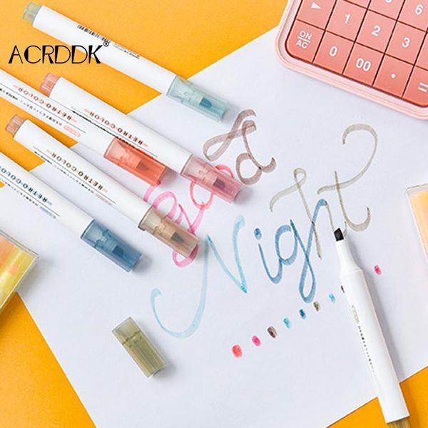 

highlighters 6 color/set paint pen marker painted decoration diy art drawing highlighter df, Black;red