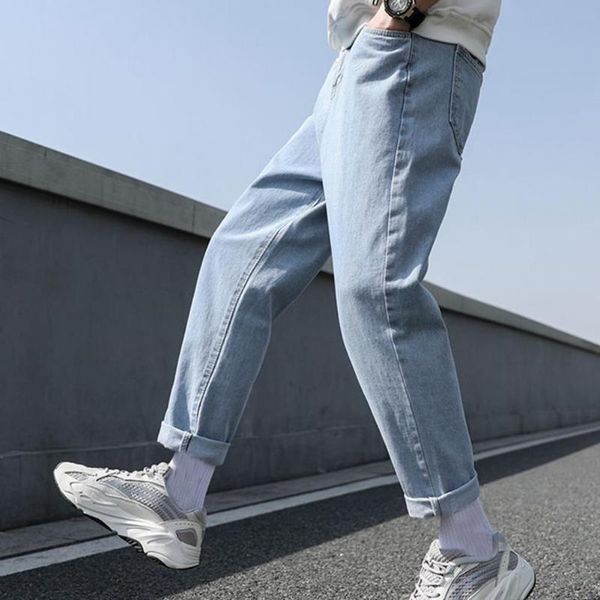 

men's pants men jeans male pockets soft bottoms solid color denim for going out simple design casual fashion pant, Black