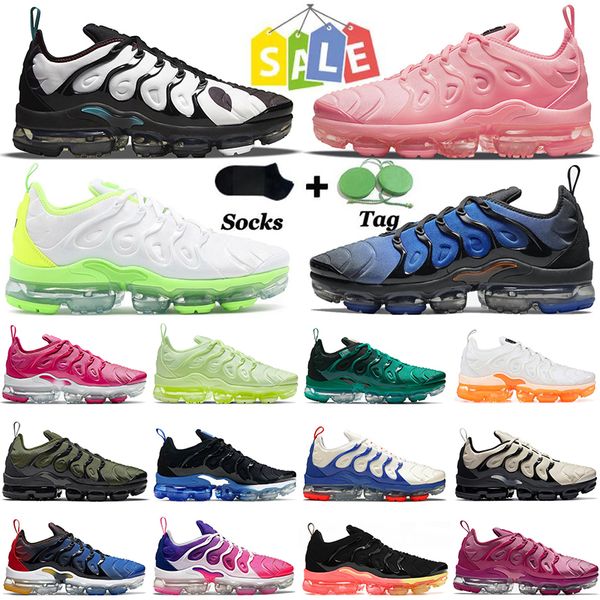 

mens womens tn plus running shoes sneaker knicks vibes triple white off black bubblegum yolk cherry pure platinum atlanta designer sports tr