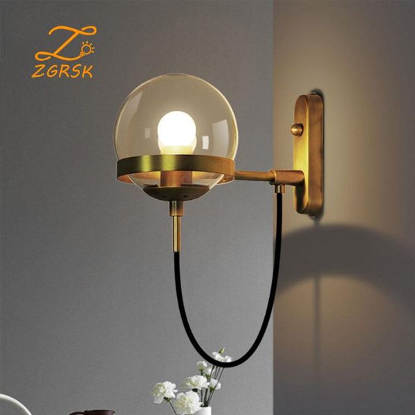

wall lamp warm round glass retro restaurant simple el bedroom bedside industrial style modern wrought iron