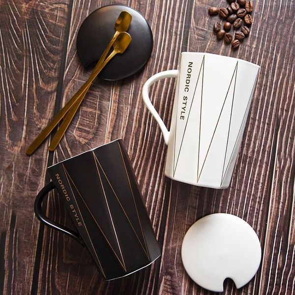 

mugs classic coffee mug phnom penh marbled ceramic cup with lid spoon breakfast milk home office drinking couple gift