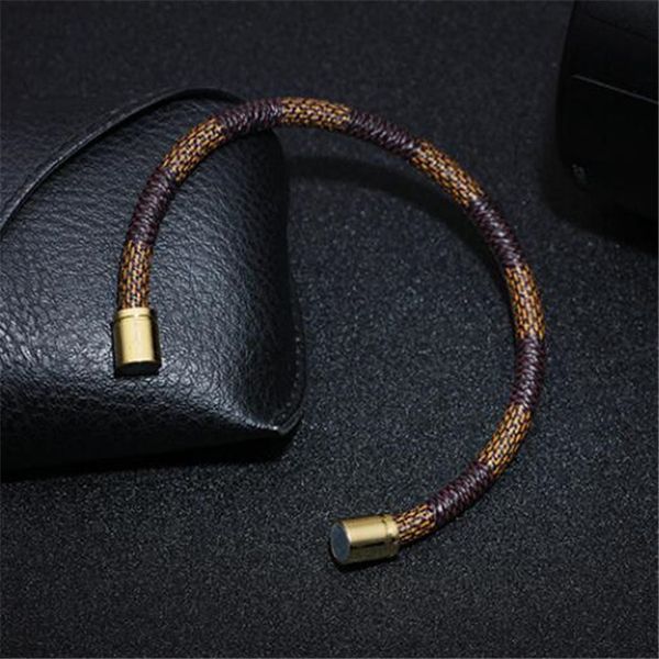 

fashion men women bangle jewelry magnetic buckle leather bracelet accessories, Black