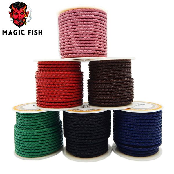 

magic fish braided leather cowskin rope diy charm men bracelets genuine leather cord wholesale supplies hand made jewelry brinco, Bronze;silver