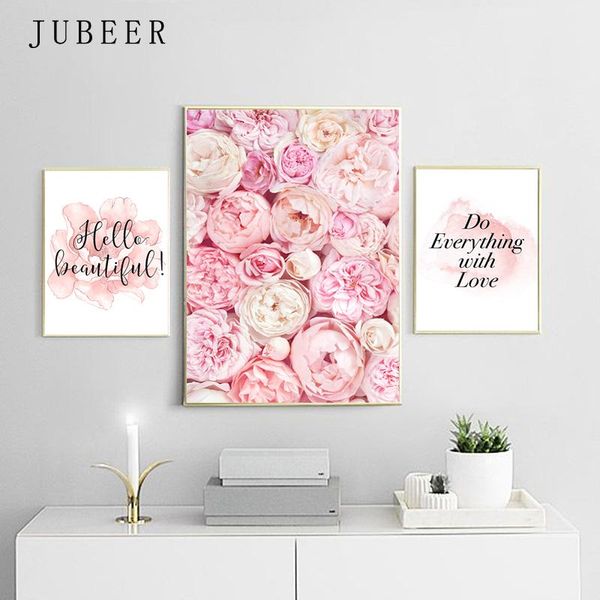 

nordic style pink flower wall art paintings on the wall flowers text posters and prints bedroom decor picrures for home decor
