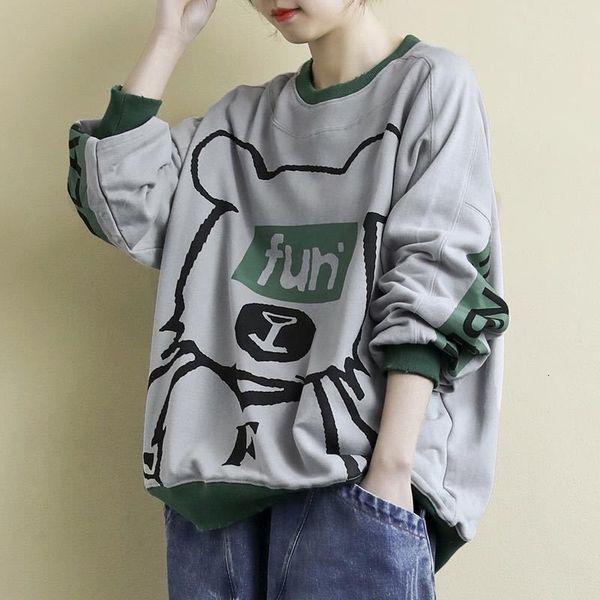 

female long-sleeve sweater big autumn new standard printing letter around the neck anjw, Black