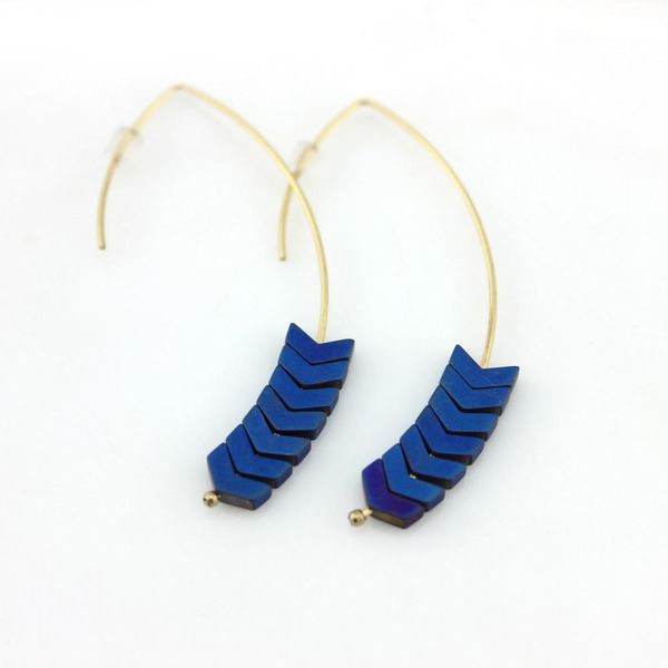 

classic 2 inches chevron stone brass threader earrings for women v shaped arrowhead drop threaders earrings jewelry, Silver