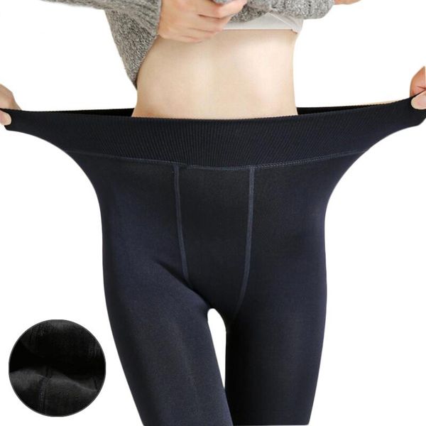 

winter high tail thigh kes legging effects all-match women warm leggings 2020 fashion, Black