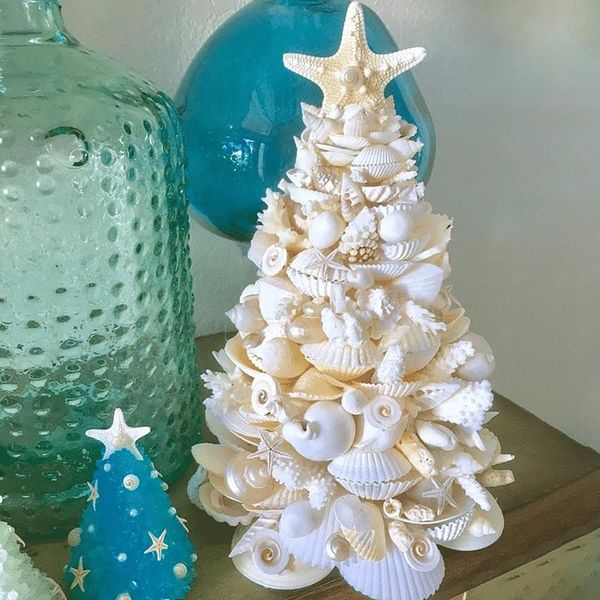 

christmas decorations white seashell coral coastal tree flash string light decor for home xmas party shell ornaments navidad natal