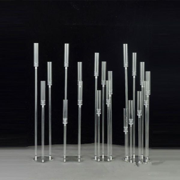 

candle holders 10set crystal candlestick 3\4\5\8\9 heads wedding table center flower stand glass holder party metal road lead